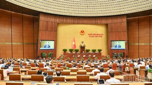 Quang cảnh phiên thảo luận ở hội trường về dự thảo Nghị quyết sửa đổi, bổ sung một số điều của Hiến pháp năm 2013, ngày 13/6. (Ảnh: DUY LINH)