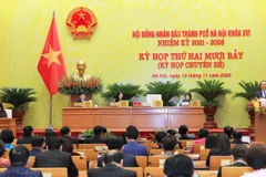Quang cảnh kỳ họp thứ 27 của Hội đồng nhân dân thành phố Hà Nội.