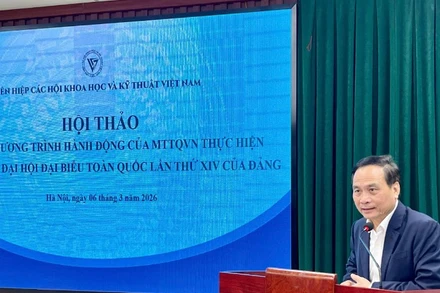Ông Phạm Ngọc Linh, Phó Chủ tịch Liên hiệp Hội Việt Nam phát biểu tại Hội thảo. (Ảnh: BÍCH LIÊN)