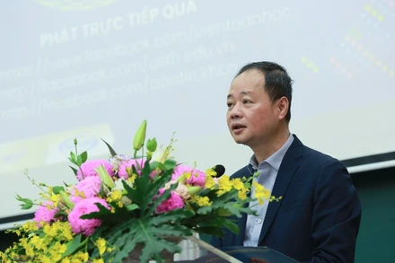 Giáo sư, Tiến sĩ Trần Hồng Thái, Chủ tịch Viện Hàn lâm Khoa học và Công nghệ Việt Nam, phát biểu tại sự kiện. (Ảnh: HIẾU LIÊN)