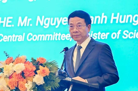 Bộ trưởng Khoa học và Công nghệ Nguyễn Mạnh Hùng phát biểu tại Diễn đàn. (Ảnh: THẾ ĐẠI)
