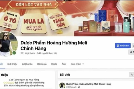 Fanpage “Dược phẩm Hoàng Hường Meli chính hãng” bị Bộ Y tế đề nghị xử lý vi phạm. (Ảnh chụp màn hình)