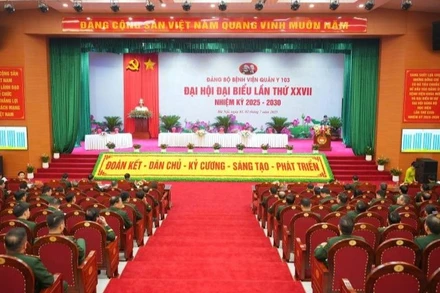 Đảng bộ Bệnh viện Quân y 103 long trọng tổ chức Đại hội đại biểu lần thứ XXVII nhiệm kỳ 2025-2030. (Ảnh: ĐỖ THOA)