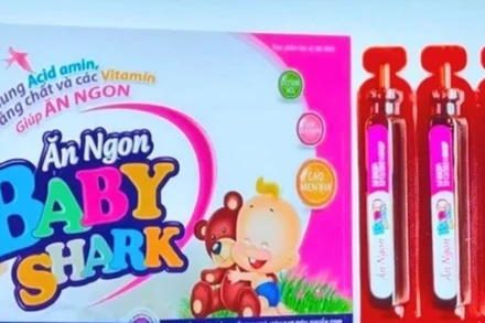 Hình ảnh sản phẩm ăn ngon Baby Shark nghi là giả. (Ảnh: VTV)