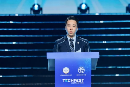 Ông Lê Toàn Thắng, Giám đốc Trung tâm hỗ trợ khởi nghiệp sáng tạo Quốc gia phát biểu tại sự kiện. (Ảnh: BÍCH LIÊN)
