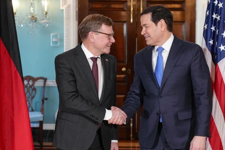 Ngoại trưởng Đức Johann Wadephul (trái) và người đồng cấp Mỹ Marco Rubio. (Ảnh: Bộ Ngoại giao Mỹ)