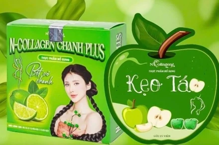 Kẹo táo được Ngân Collagen quảng cáo trên các trang mạng xã hội.