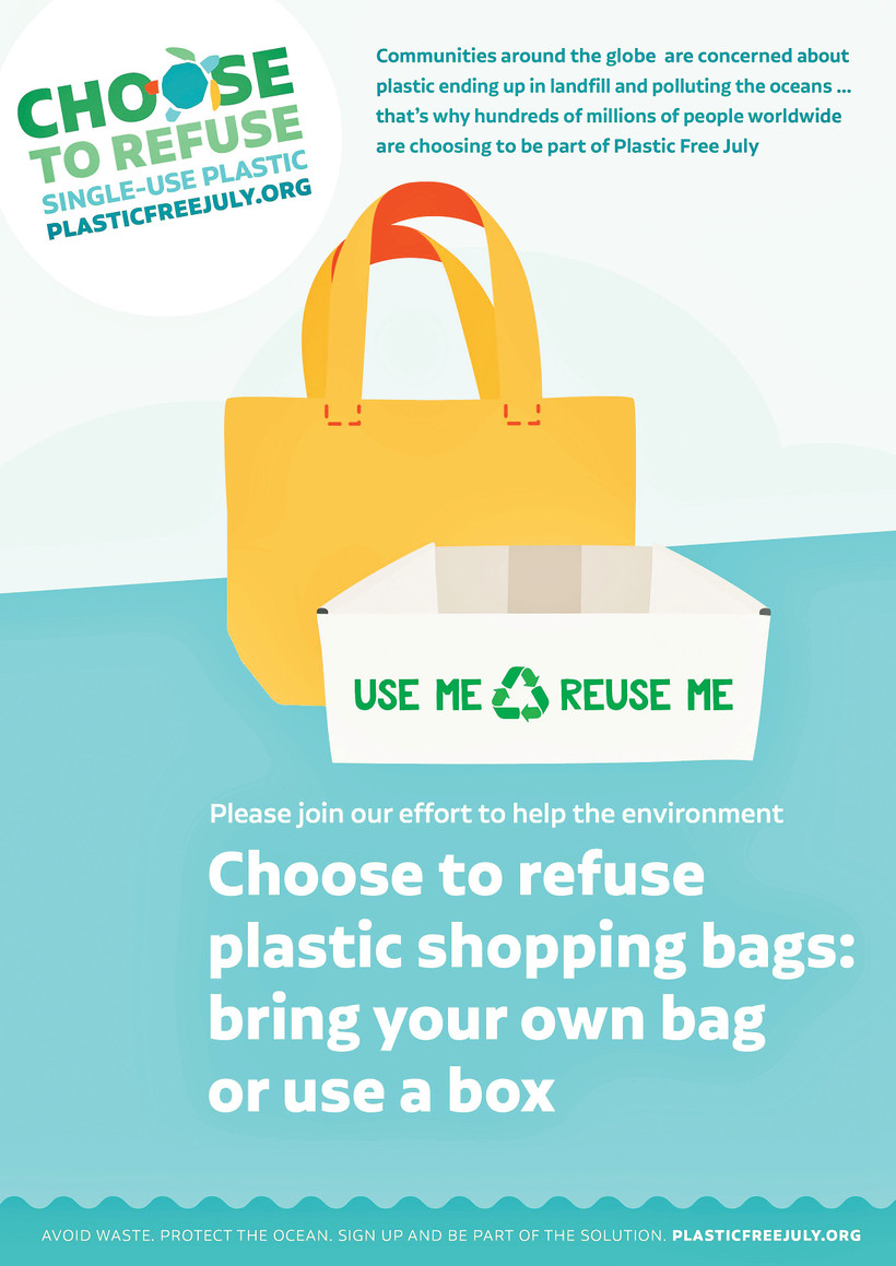 Poster quảng bá không dùng túi nhựa Nguồn: plasticfreejuly.org