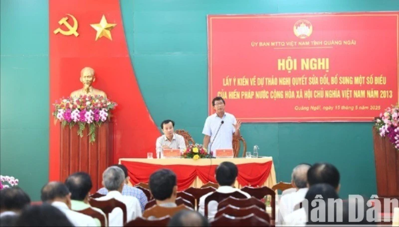 Ủy ban Mặt trận Tổ quốc Việt Nam tỉnh Quảng Ngãi tổ chức Hội nghị lấy ý kiến về dự thảo Nghị quyết sửa đổi, bổ sung một số điều của Hiến pháp năm 2013.