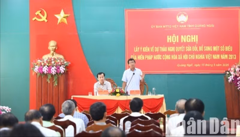 Ủy ban Mặt trận Tổ quốc Việt Nam tỉnh Quảng Ngãi tổ chức Hội nghị lấy ý kiến về dự thảo Nghị quyết sửa đổi, bổ sung một số điều của Hiến pháp năm 2013.