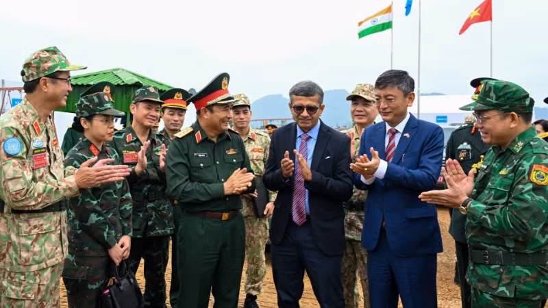 Các đại biểu tại diễn tập song phương Việt Nam-Ấn Độ về Gìn giữ hòa bình Liên hợp quốc năm 2025.