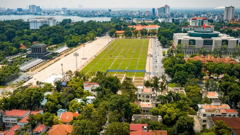 Khu vực Lăng Chủ tịch Hồ Chí Minh và Quảng trường Ba Đình nơi diễn ra sự kiện diễu binh, diễu hành.