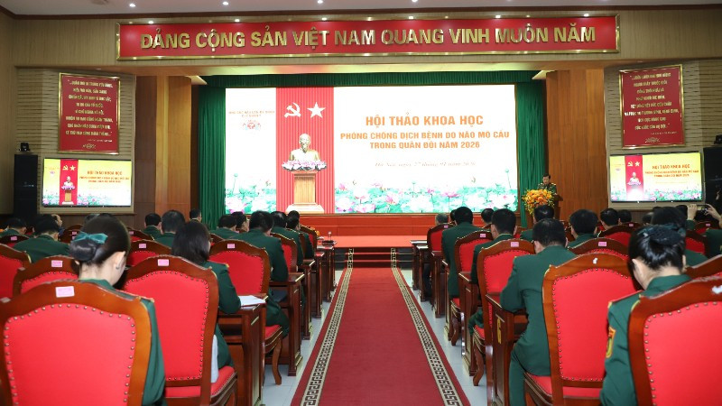 Quang cảnh Hội thảo khoa học về phòng, chống dịch bệnh do não mô cầu trong Quân đội năm 2026.