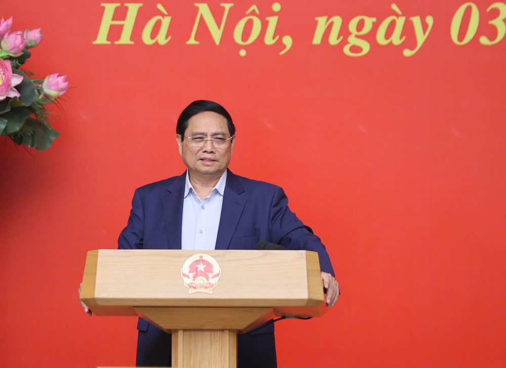 Bí thư Đảng ủy Chính phủ, Thủ tướng Chính phủ Phạm Minh Chính phát biểu ý kiến tại Hội nghị lần thứ hai Ban Chấp hành Đảng bộ Chính phủ nhiệm kỳ 2020-2025. (Ảnh: Trần Hải)