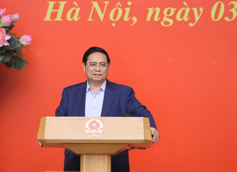 Bí thư Đảng ủy Chính phủ, Thủ tướng Chính phủ Phạm Minh Chính phát biểu ý kiến tại Hội nghị lần thứ hai Ban Chấp hành Đảng bộ Chính phủ nhiệm kỳ 2020-2025. (Ảnh: Trần Hải)