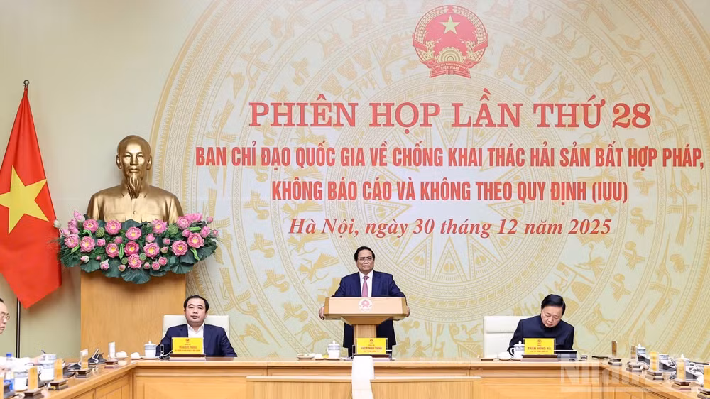 Thủ tướng Phạm Minh Chính chủ trì Phiên họp lần thứ 28 Ban Chỉ đạo Quốc gia về IUU. (Ảnh: TRẦN HẢI) 