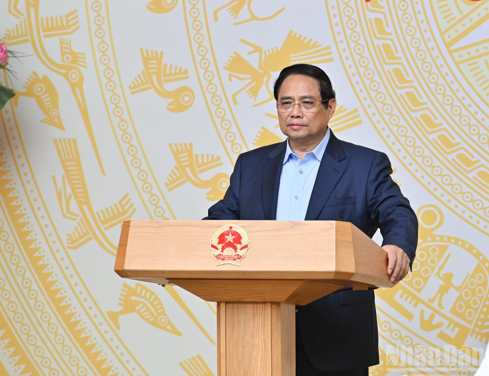 Thủ tướng Phạm Minh Chính - Trưởng ban Chỉ đạo phát biểu ý kiến tại phiên họp. (Ảnh: Trần Hải) ndo_br_a7.jpg