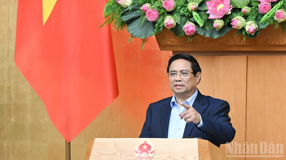 Thủ tướng Phạm Minh Chính phát biểu ý kiến tại phiên họp. (Ảnh: Trần Hải) ndo_br_b2-2440.jpg