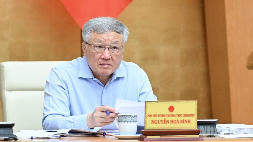 Phó Thủ tướng Thường trực Chính phủ Nguyễn Hòa Bình phát biểu ý kiến tại phiên họp. (Ảnh: Trần Hải) ndo_br_b7-3533.jpg