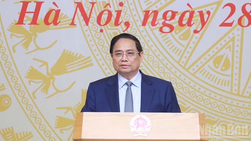 Thủ tướng Phạm Minh Chính phát biểu ý kiến tại Phiên họp lần thứ 12 Hội đồng Thi đua-Khen thưởng Trung ương. (Ảnh: Trần Hải)