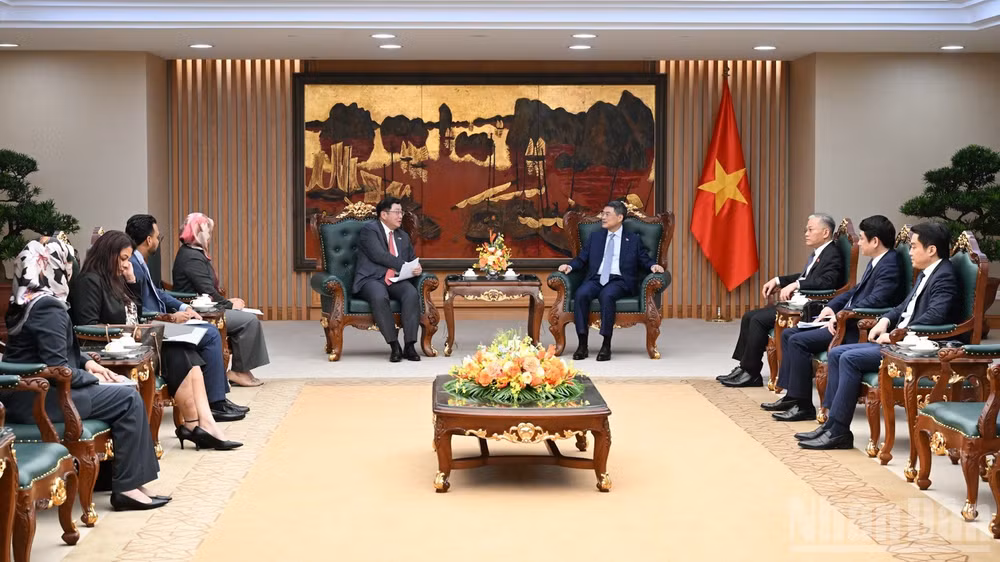 Quang cảnh buổi tiếp. (Ảnh: Trần Hải)
