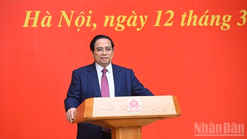 Thủ tướng Phạm Minh Chính phát biểu ý kiến tại buổi lễ. (Ảnh: TRẦN HẢI)