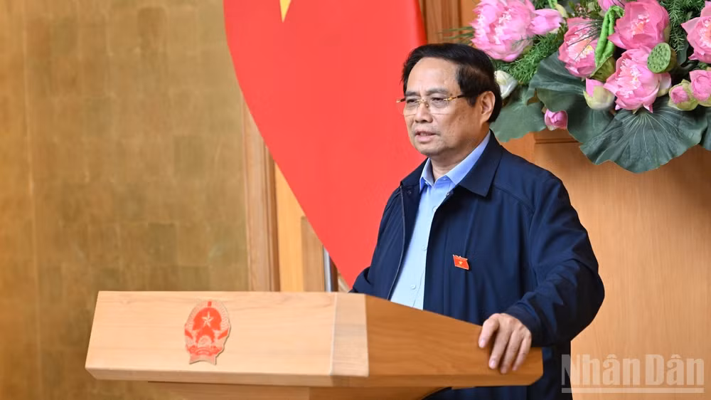Thủ tướng Phạm Minh Chính phát biểu ý kiến tại phiên họp. (Ảnh: Trần Hải)