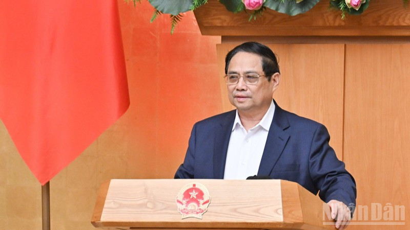 Thủ tướng Phạm Minh Chính phát biểu ý kiến tại hội nghị. (Ảnh: Trần Hải) ndo_br_b4-9953.jpg