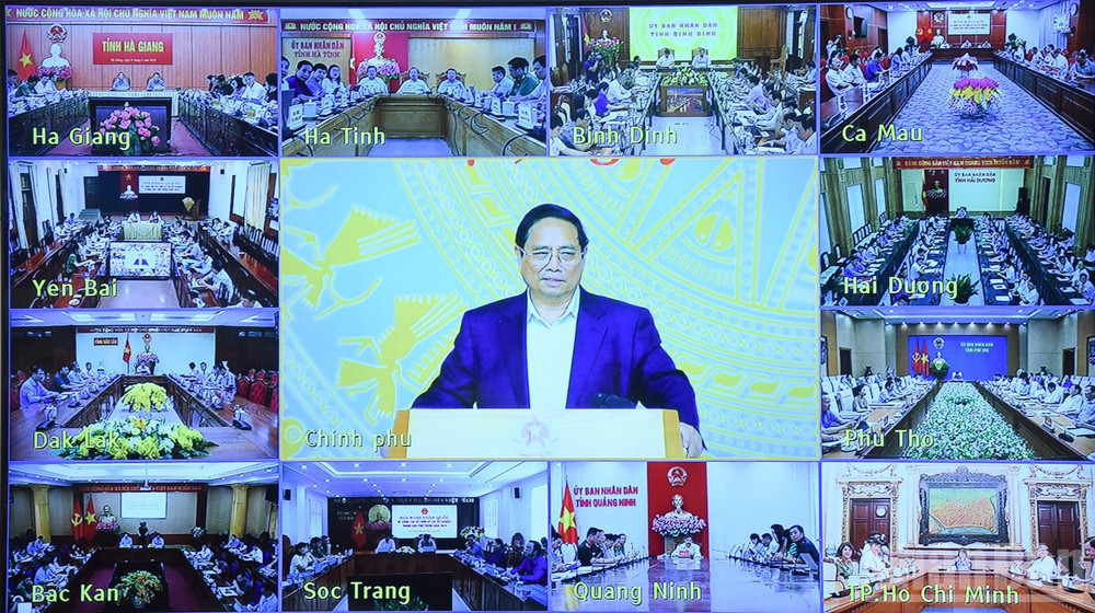 Hội nghị được truyền trực tuyến tới điểm trụ sở 63 tỉnh, thành phố trên cả nước. (Ảnh: Trần Hải) ndo_br_b2.jpg