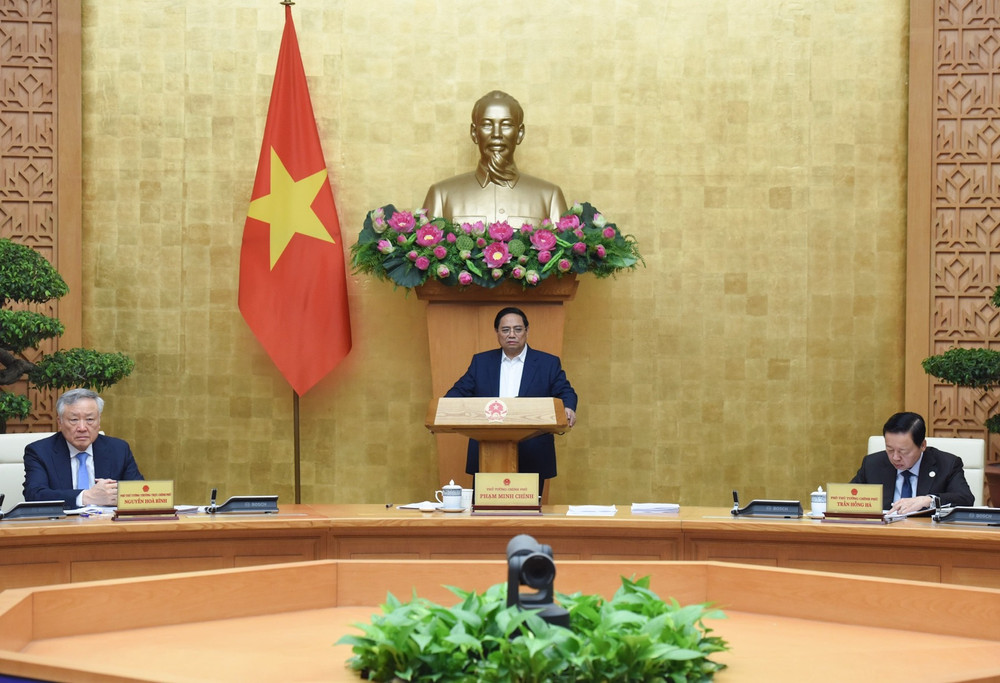 Thủ tướng Phạm Minh Chính chủ trì phiên họp Chính phủ thường kỳ tháng 5. (Ảnh: TRẦN HẢI)