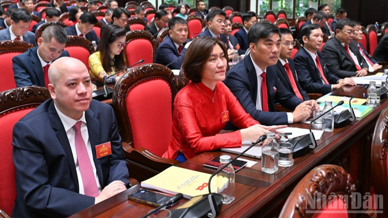 Các đại biểu tham dự Đại hội đại biểu Đảng bộ Bộ Xây dựng lần thứ I, nhiệm kỳ 2025-2030. (Ảnh: TRẦN HẢI) ndo_br_a8-6166.jpg