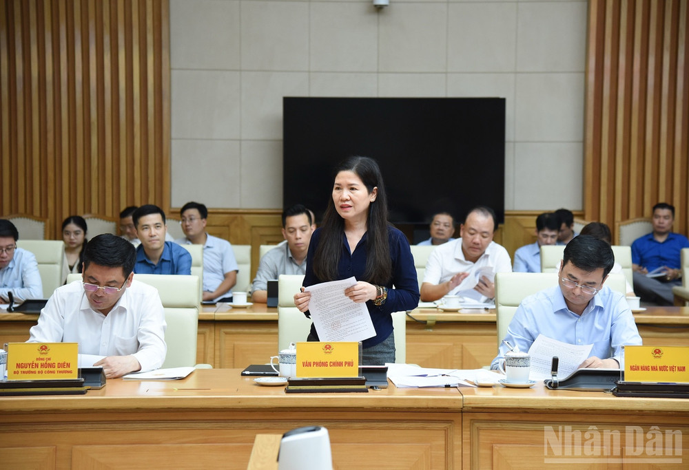 Lãnh đạo Văn phòng Chính phủ báo cáo tại cuộc họp. (Ảnh: TRẦN HẢI) ndo_br_b4.jpg