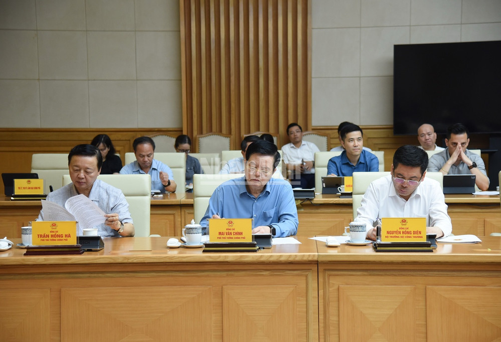 Các Phó Thủ tướng Chính phủ, lãnh đạo các bộ, ngành tham dự cuộc họp. (Ảnh: TRẦN HẢI) ndo_c_b3.jpg