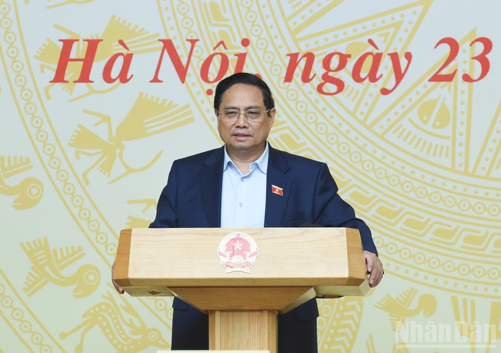 Thủ tướng Phạm Minh Chính phát biểu ý kiến tại Hội nghị. (Ảnh: TRẦN HẢI) ndo_br_a3-7224.jpg