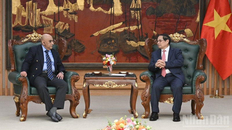Thủ tướng Chính phủ Phạm Minh Chính tiếp ông Ali Ijaz Ahmad, Chủ tịch kiêm Tổng Giám đốc Makara Capital Partner. (Ảnh: TRẦN HẢI) ndo_br_aaa2-6890.jpg