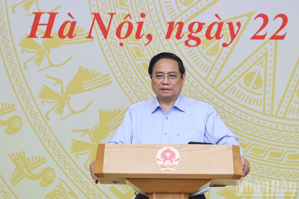Thủ tướng Phạm Minh Chính phát biểu ý kiến tại phiên họp. (Ảnh: TRẦN HẢI) ndo_br_b1.jpg