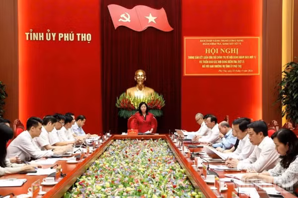 Đồng chí Bùi Thị Minh Hoài phát biểu ý kiến tại hội nghị.