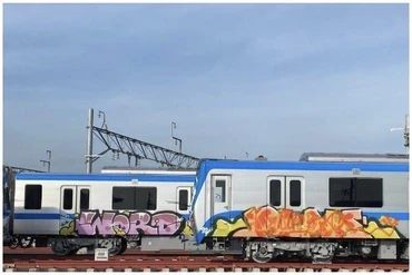 Toa tàu metro số 1 bị vẽ bậy. (Ảnh: vov.vn)