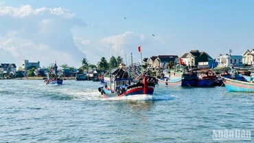 Tàu cá xuất bến cảng Sa Kỳ đánh bắt hải sản xa khơi.