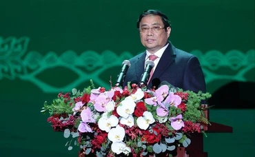 Thủ tướng Phạm Minh Chính phát biểu ý kiến tại buổi lễ. 