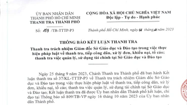 Thông báo kết luận thanh tra
