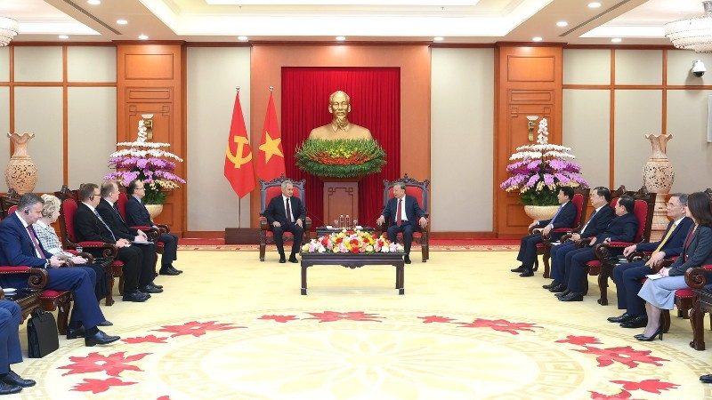 Quang cảnh cuộc tiếp tại Trụ sở Trung ương Đảng. (Ảnh: ĐĂNG KHOA)