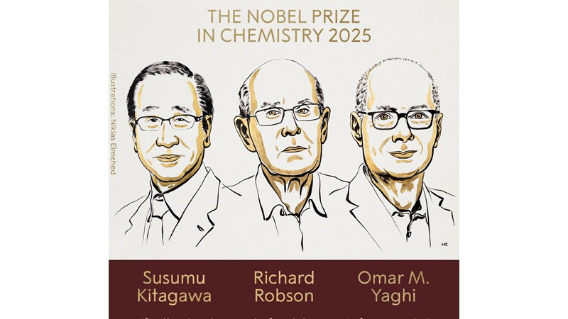 Ký họa chân dung chủ nhân của Giải Nobel Hóa học năm 2025. (Ảnh: Facebook Nobel Prize)
