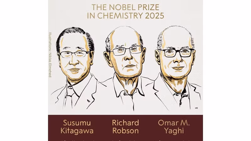 Ký họa chân dung chủ nhân của Giải Nobel Hóa học năm 2025. (Ảnh: Facebook Nobel Prize)
