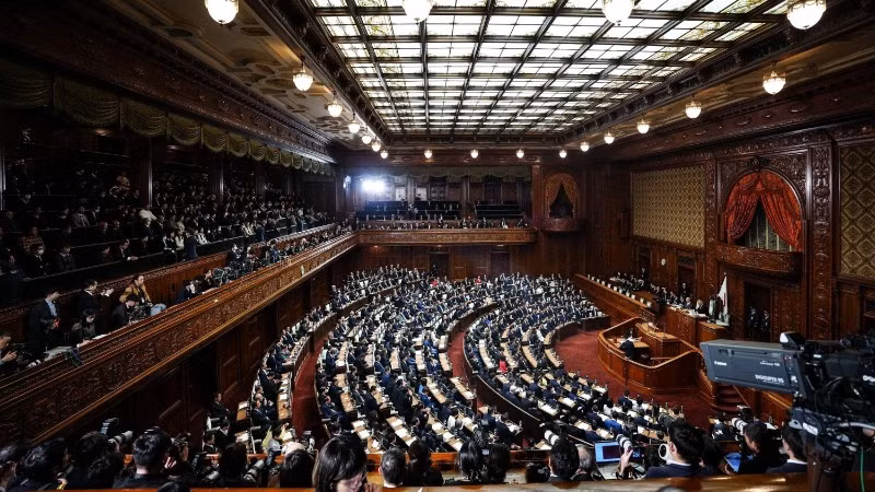 Toàn cảnh phiên họp Quốc hội Nhật Bản ở Tokyo, ngày 18/2/2026. (Ảnh: THX/TTXVN)