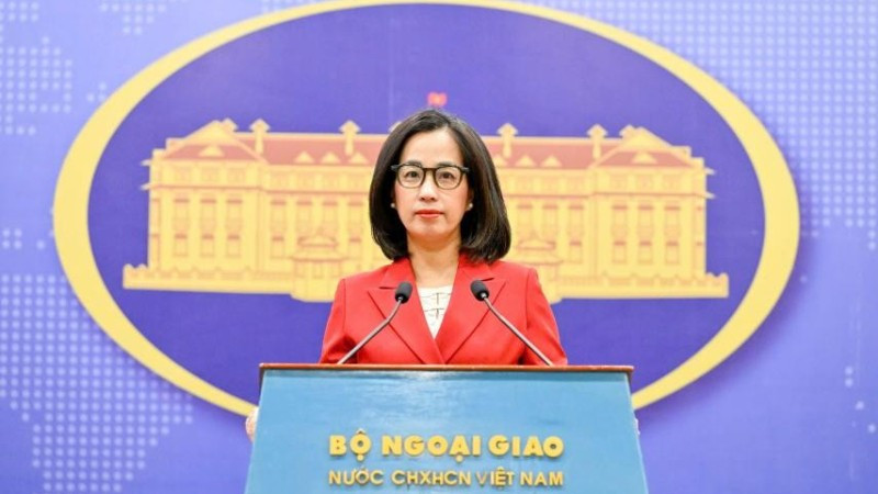 Người phát ngôn Bộ Ngoại giao Phạm Thu Hằng tại buổi họp báo thường kỳ, ngày 8/1/2026. (Ảnh: Bộ Ngoại giao)