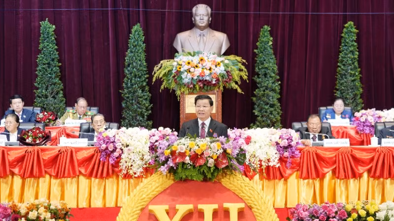 Đại hội đại biểu toàn quốc lần thứ XII của Đảng Nhân dân cách mạng Lào khai mạc tại Trung tâm Hội nghị quốc gia Lào, ngày 6/1/2026. (Ảnh: TTXVN)