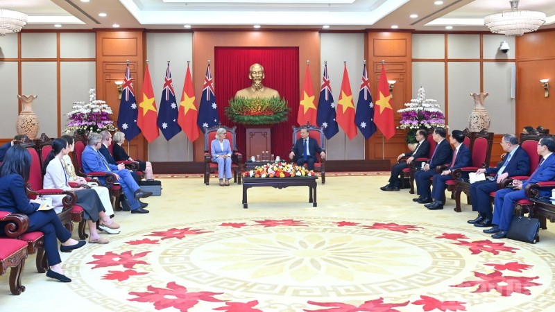 Quang cảnh cuộc tiếp tại Trụ sở Trung ương Đảng. (Ảnh: ĐĂNG KHOA)