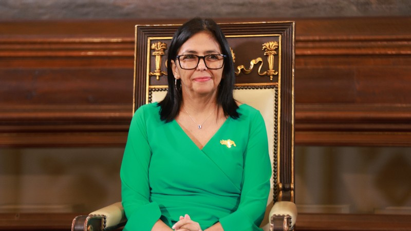 Bà Delcy Rodriguez tại lễ tuyên thệ nhậm chức quyền Tổng thống Venezuela, tại Caracas, ngày 5/1/2026. (Ảnh: THX/TTXVN)