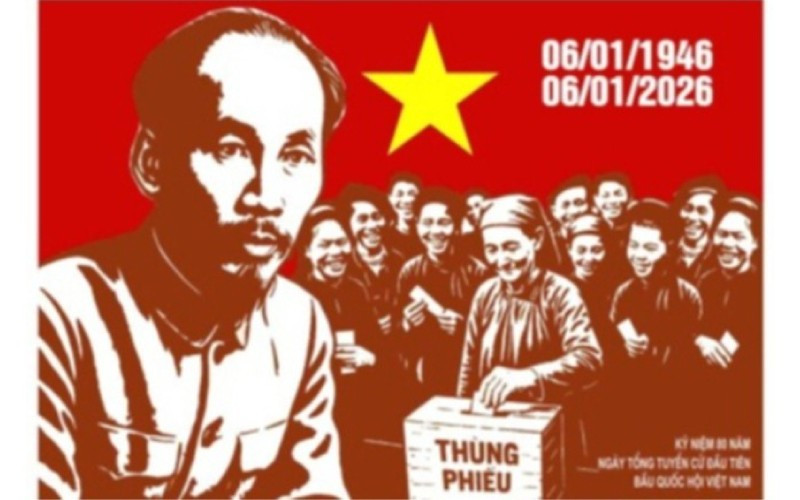 Tác phẩm: Kỷ niệm 80 năm Ngày Tổng tuyển cử đầu tiên bầu Quốc hội Việt Nam (06/01/1946-06/01/2026) của tác giả Nguyễn Anh Minh - tỉnh Phú Thọ.